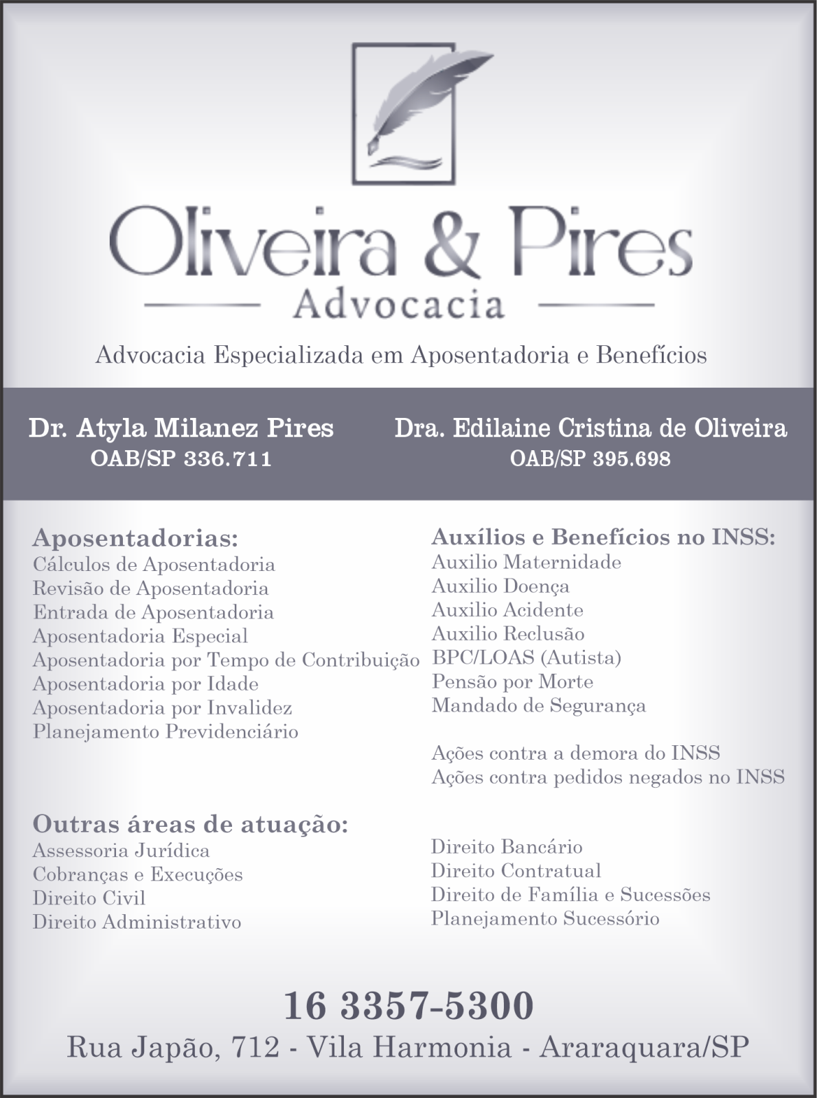 Banner da empresa Oliveira & Pires Advocacia